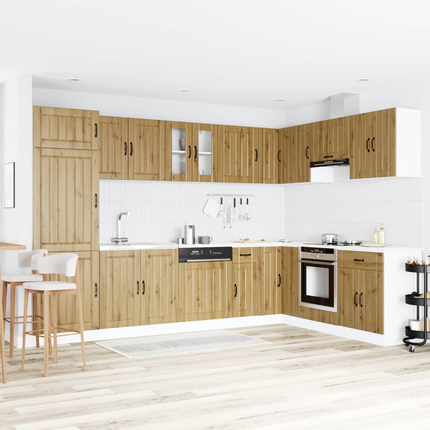 Meuble sous évier Lucca 2 pc Chêne artisanal Bois d'ingénierie