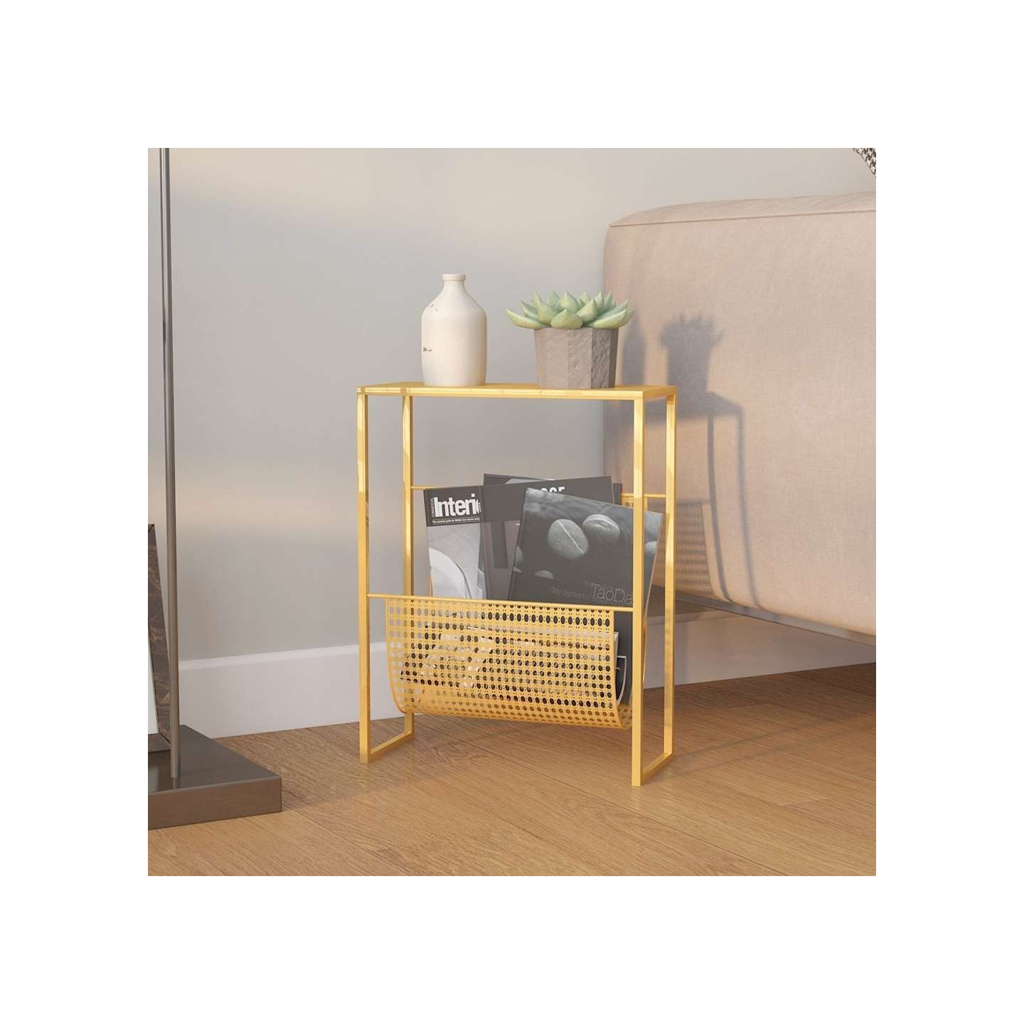 Porte-revue Doré 35x15x45 cm Acier