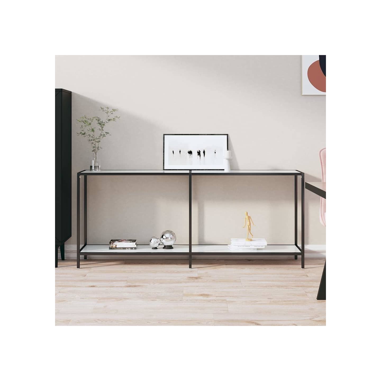 Table console Blanc 180x35x75,5 cm Verre trempé