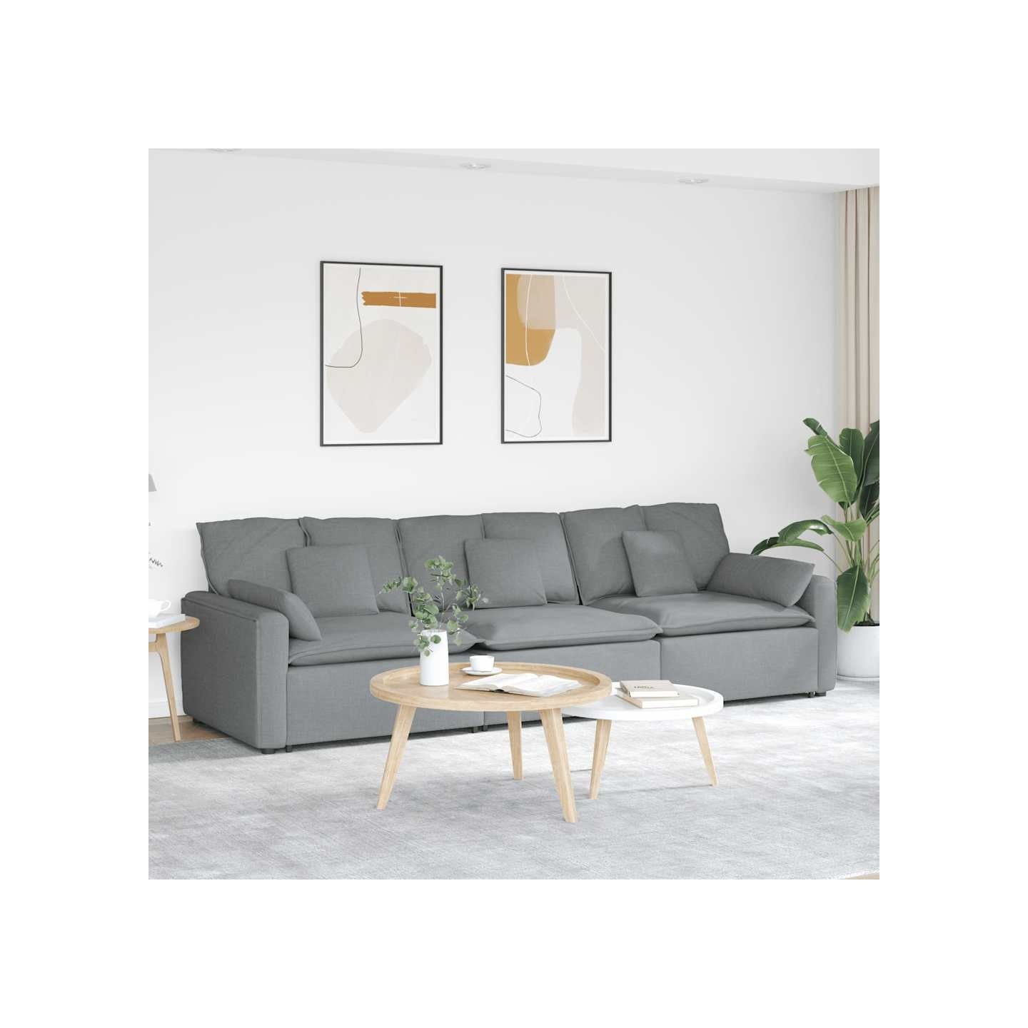 Canapé modulable avec coussins gris clair