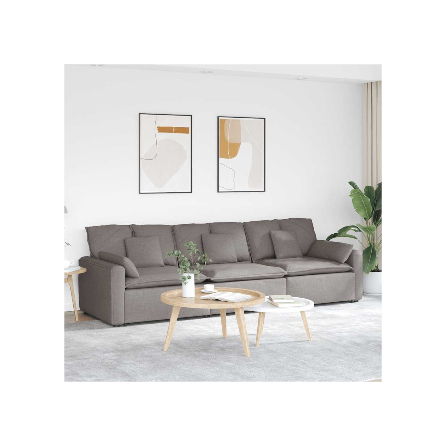 Canapé modulable avec coussins taupe