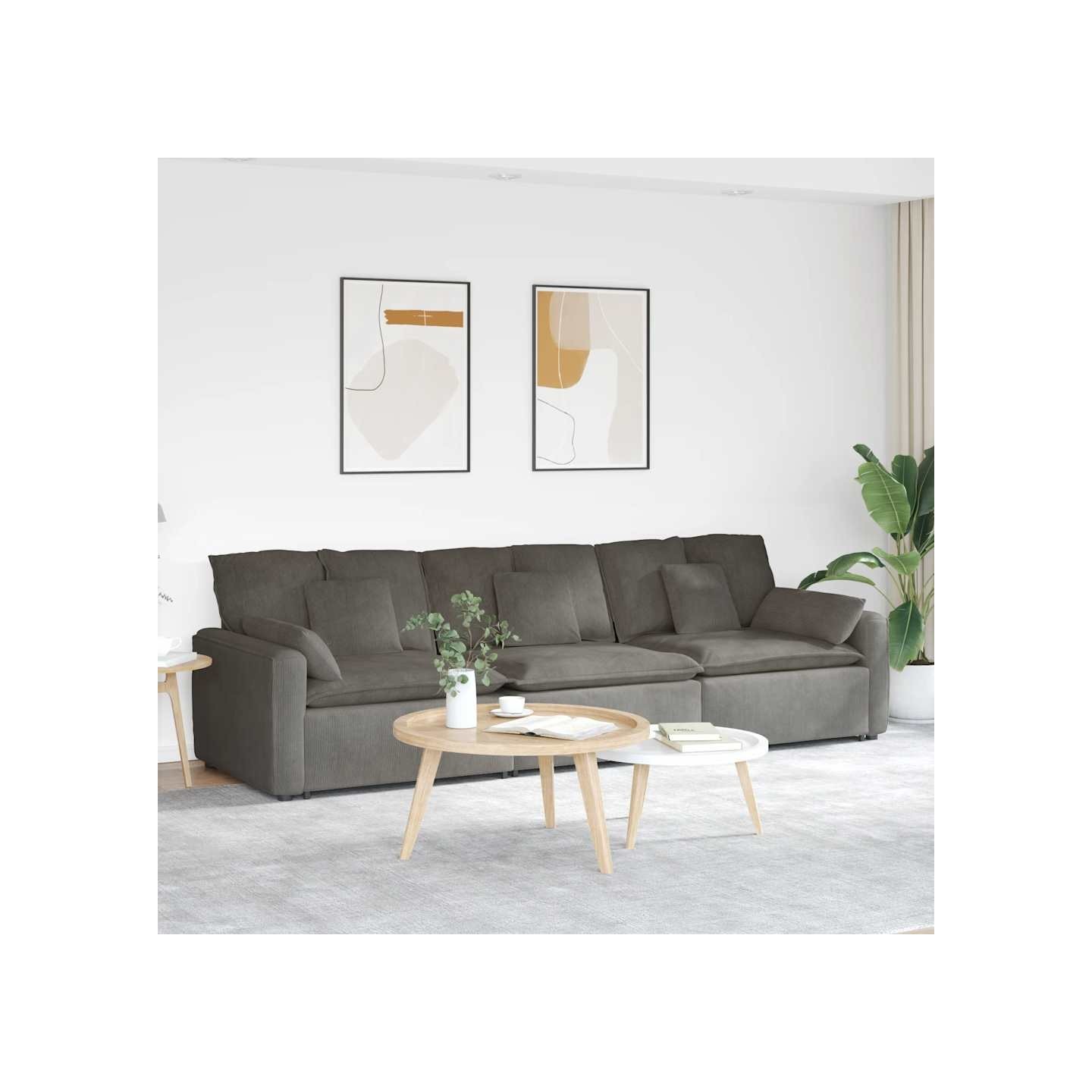 Canapé modulable avec coussins gris clair