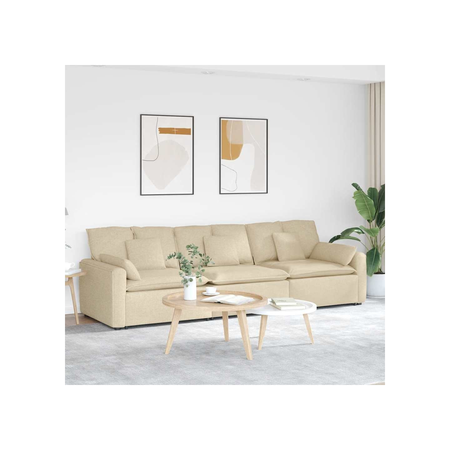 Canapé modulable avec coussins couleur crème