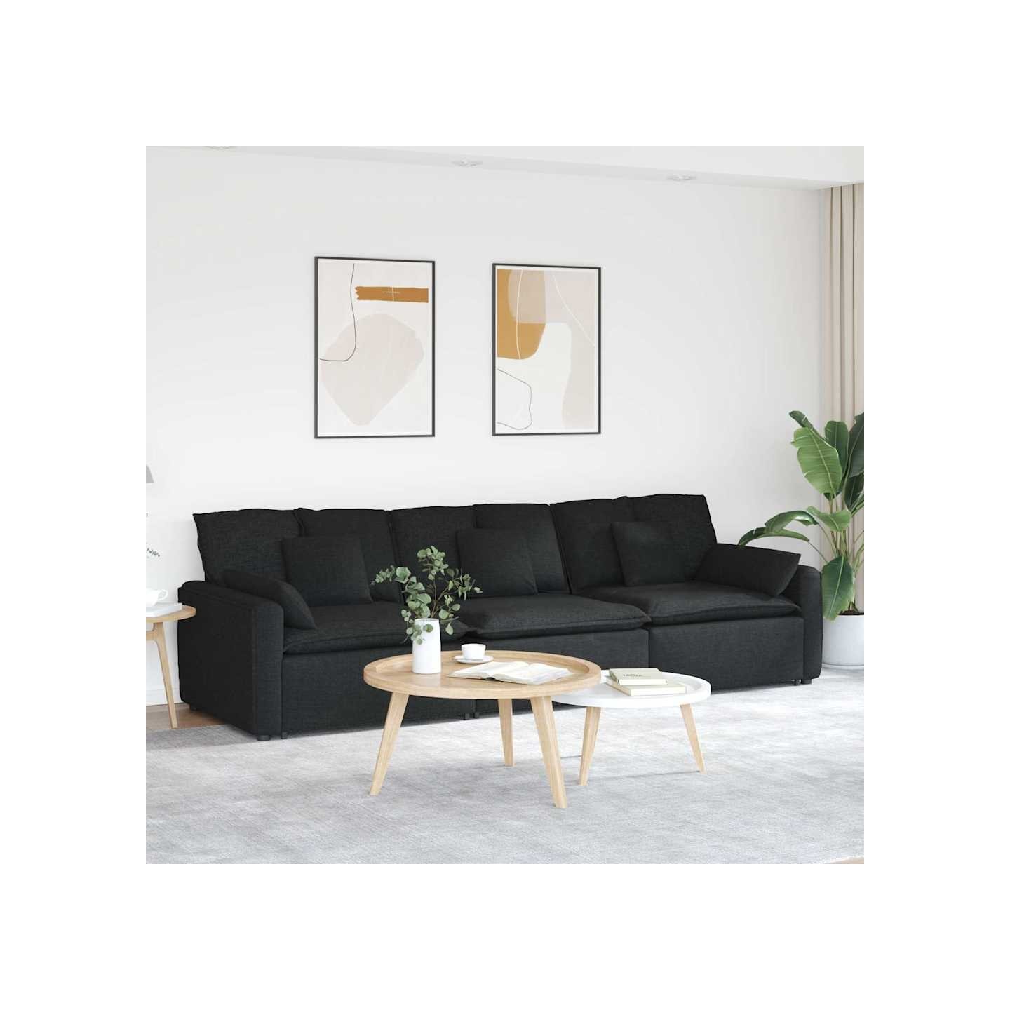 Canapé modulable avec coussins noirs
