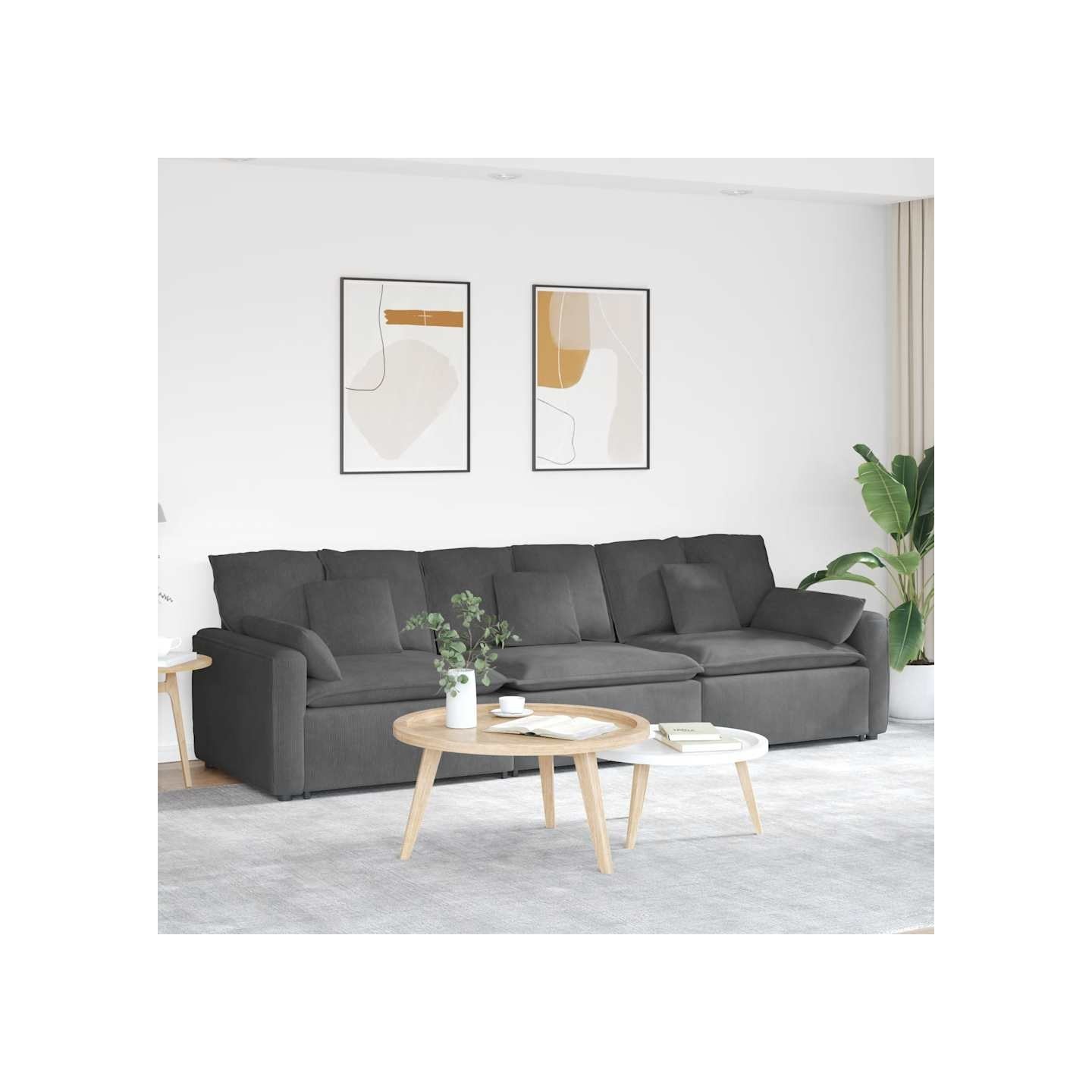 Canapé modulable avec coussins gris foncé