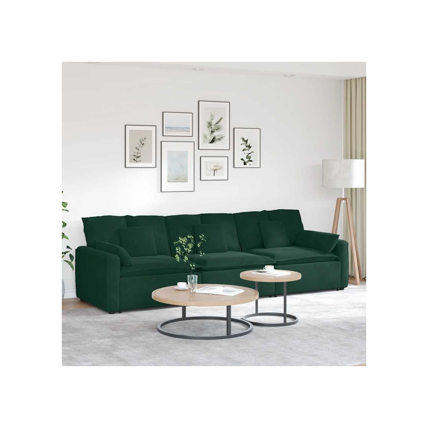 Canapé modulable avec coussins vert foncé