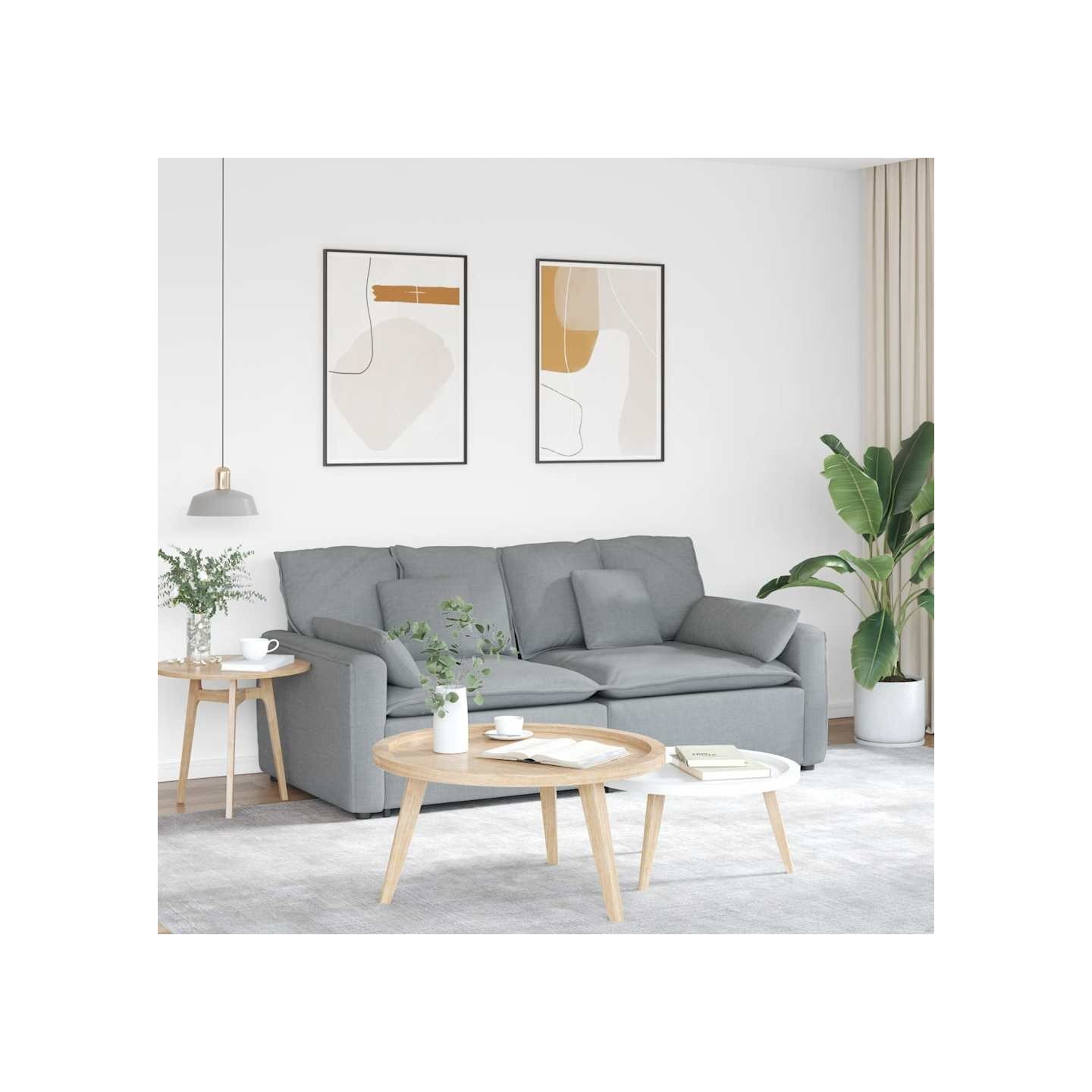 Canapé modulable avec coussins gris clair