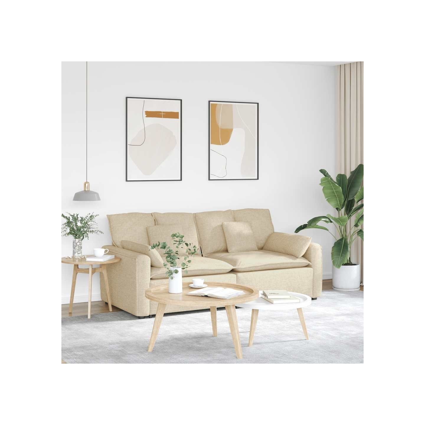 Canapé modulable avec coussins couleur crème