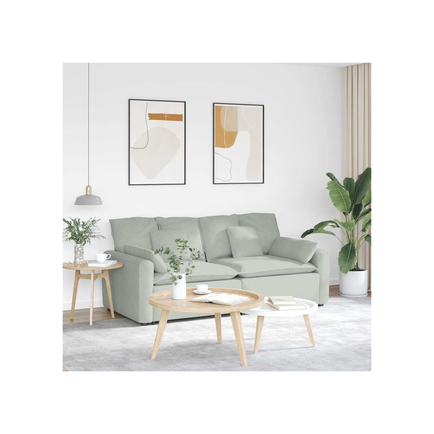 Canapé modulable avec coussins gris clair