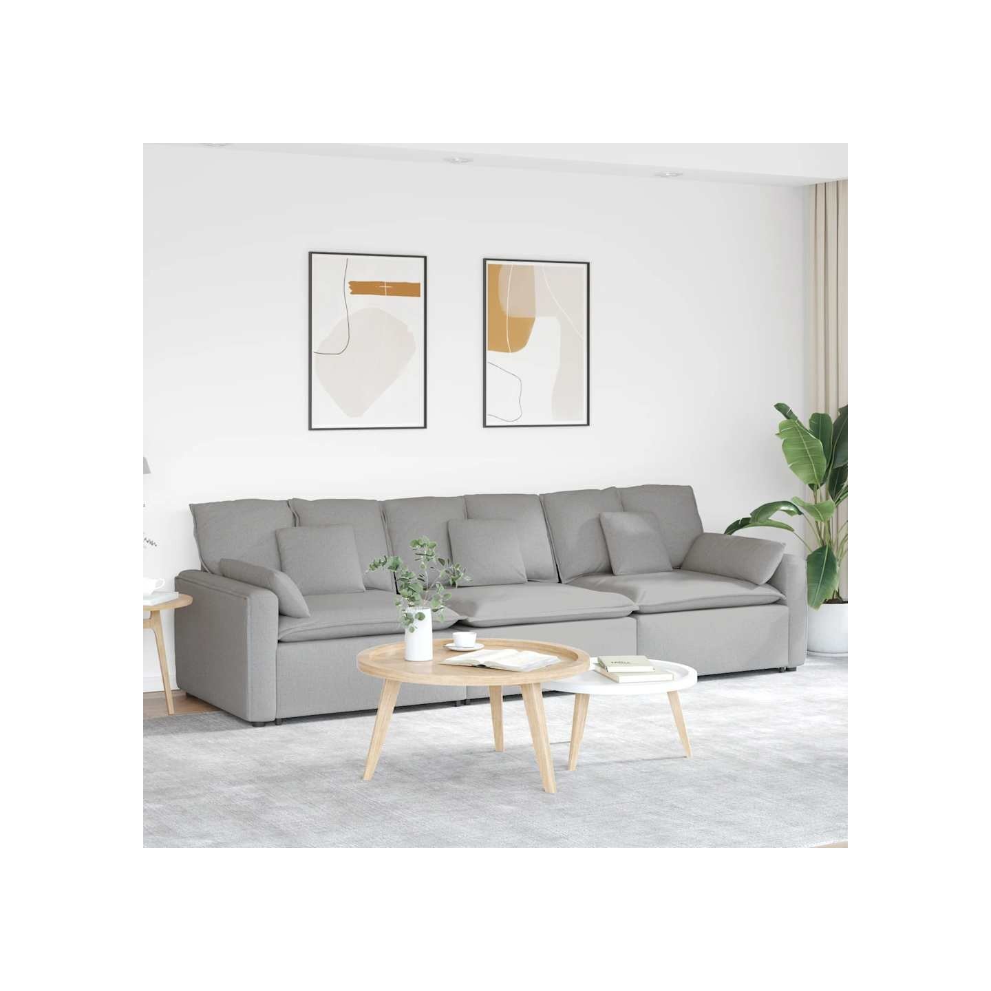 Canapé modulable avec coussins gris nuage