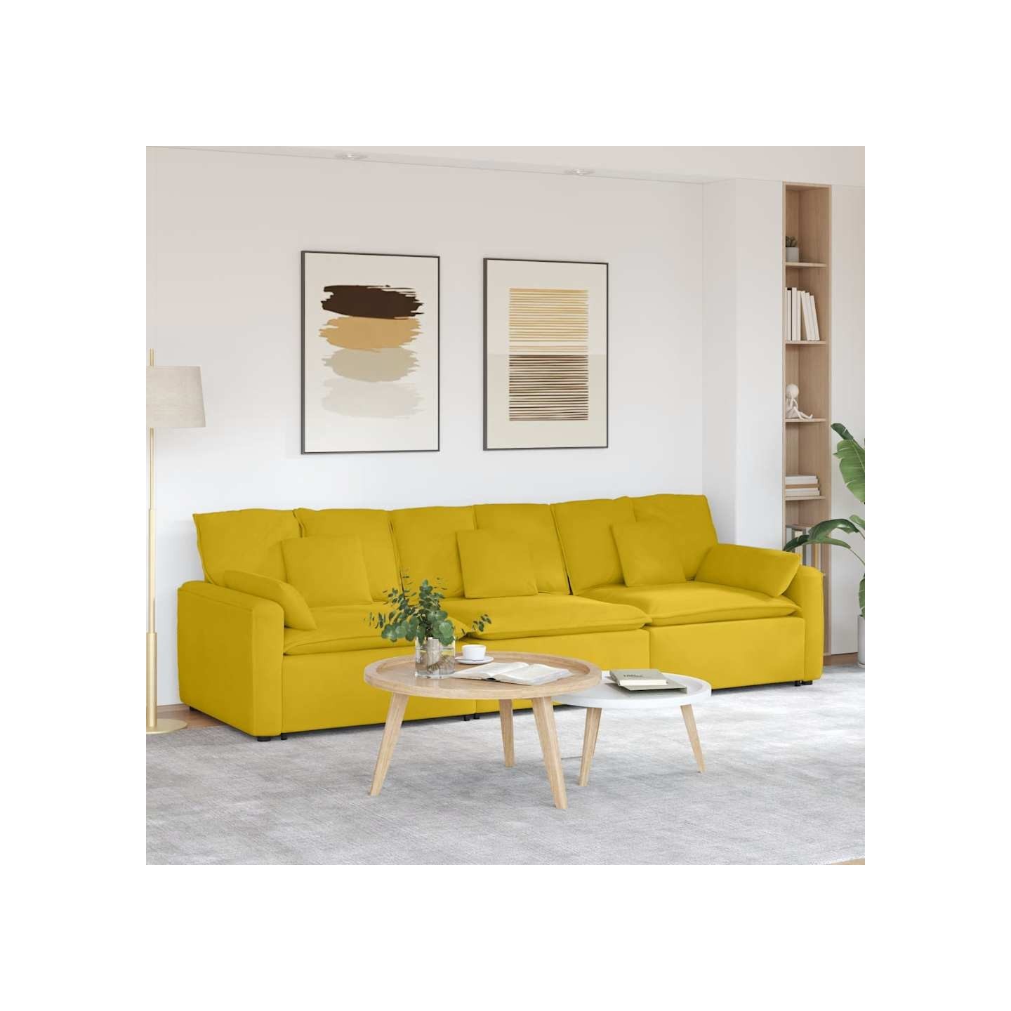 Canapé modulable avec coussins jaunes