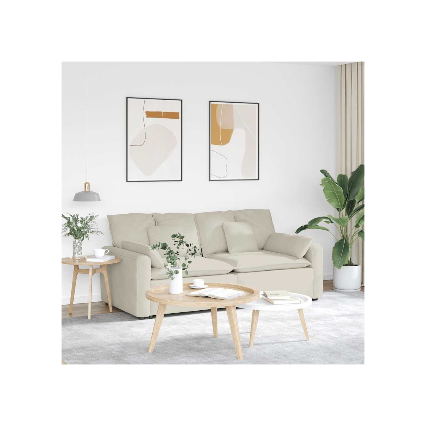 Canapé modulable avec coussins couleur crème