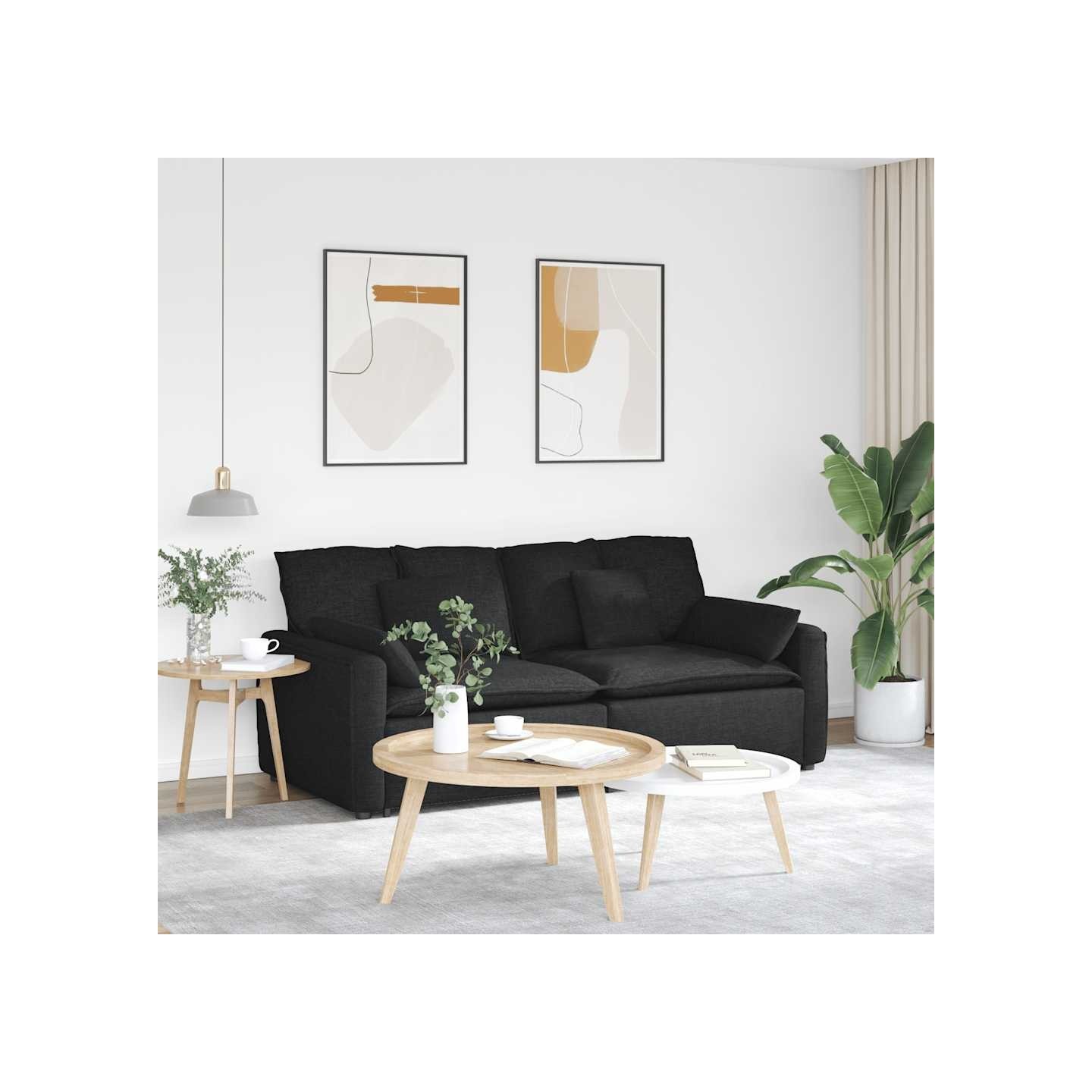 Canapé modulable avec coussins noirs