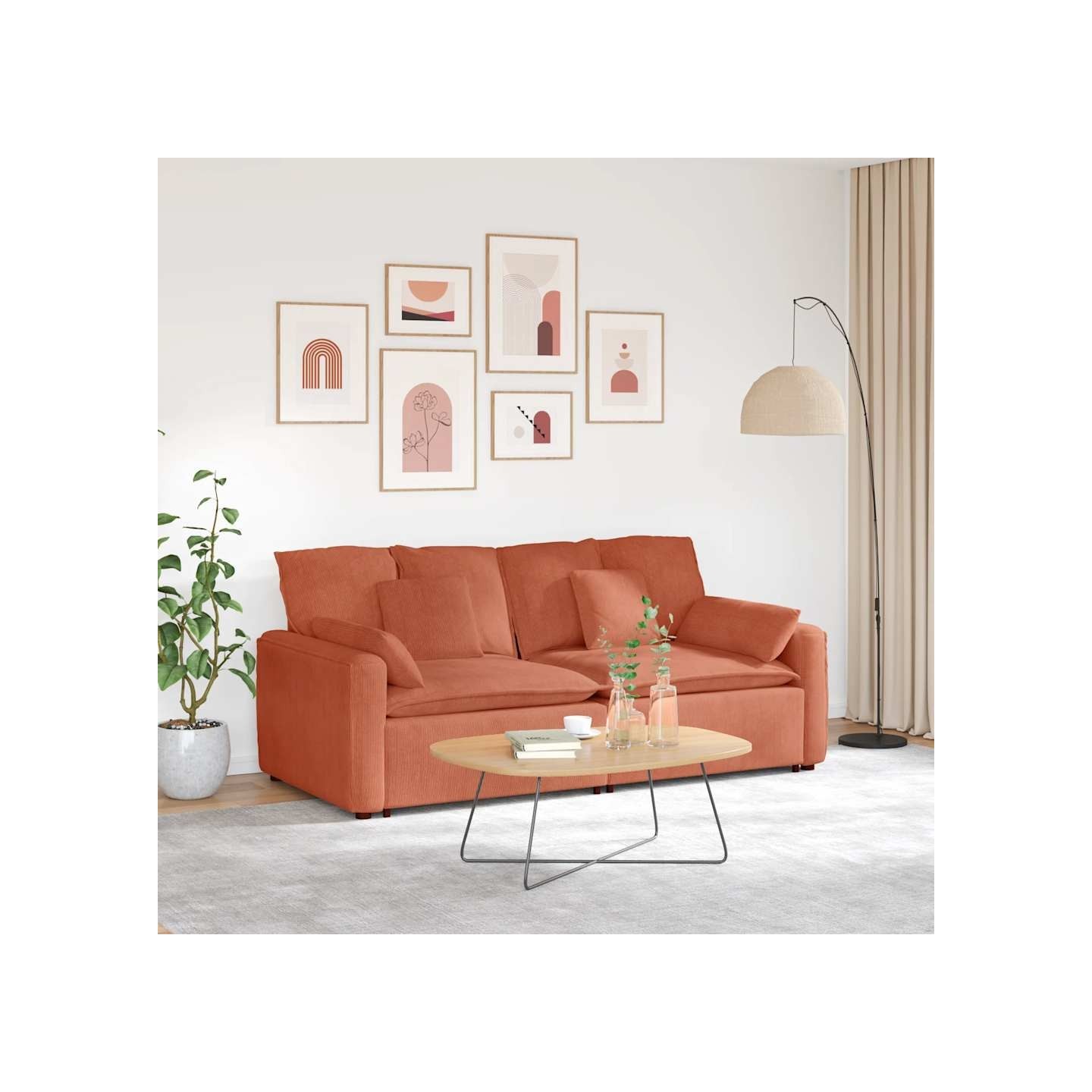 Canapé modulable avec coussins rouge-orange