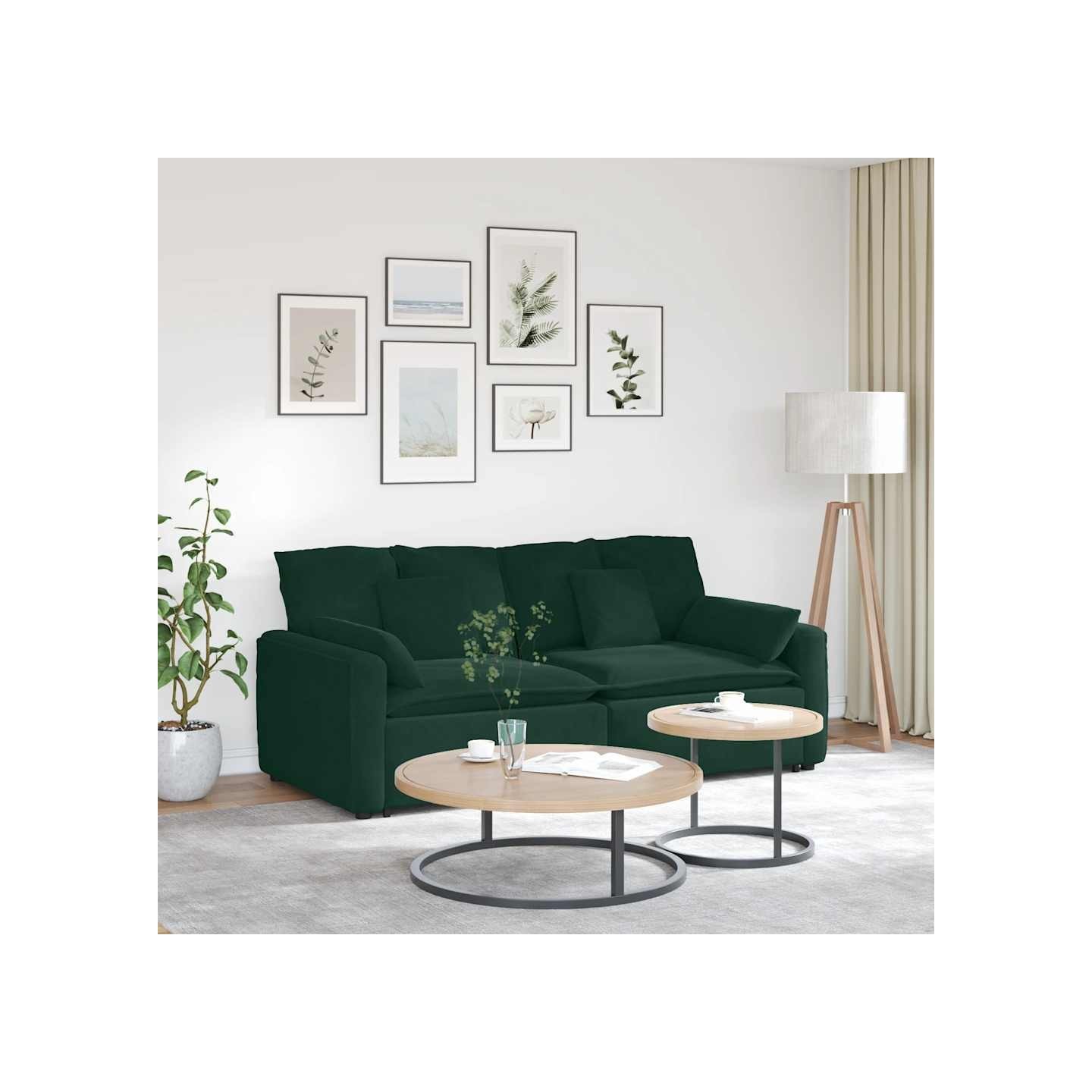 Canapé modulable avec coussins vert foncé