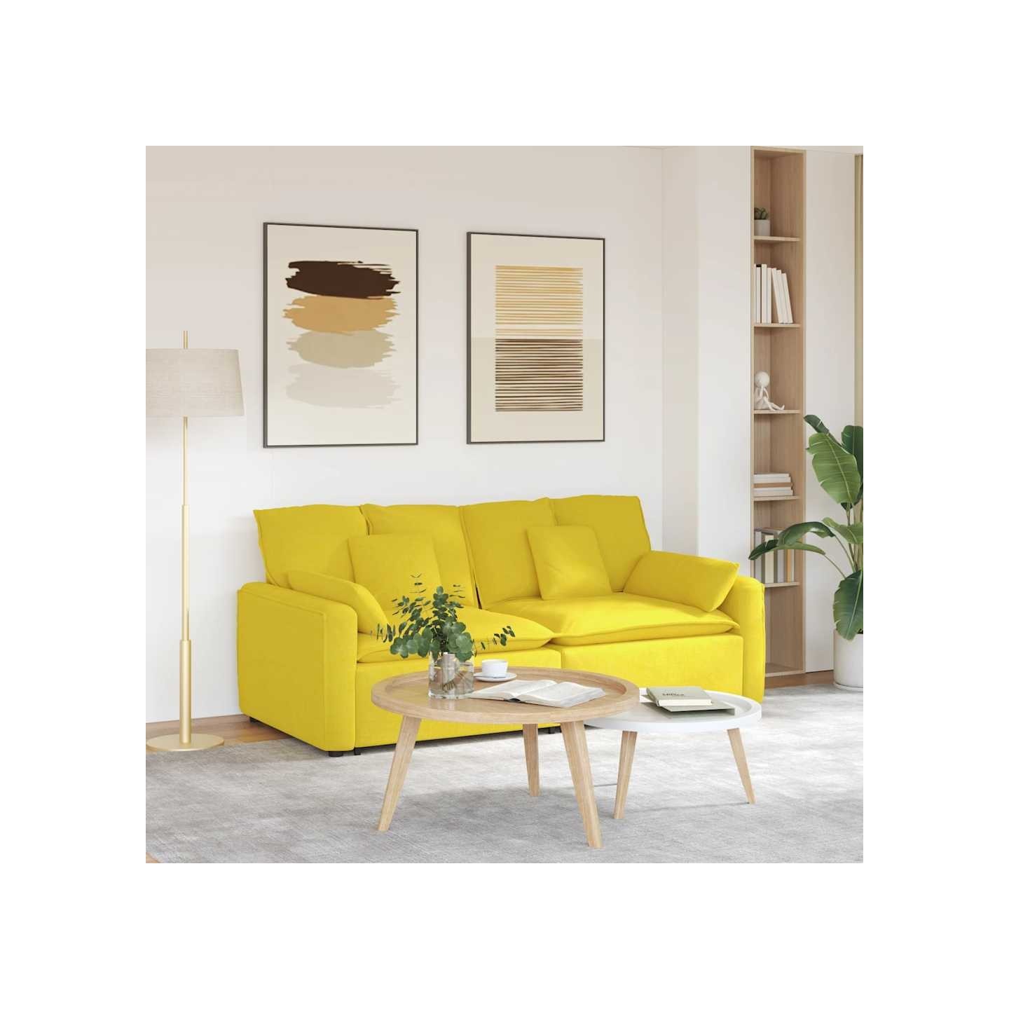 Canapé modulable avec coussins jaune clair