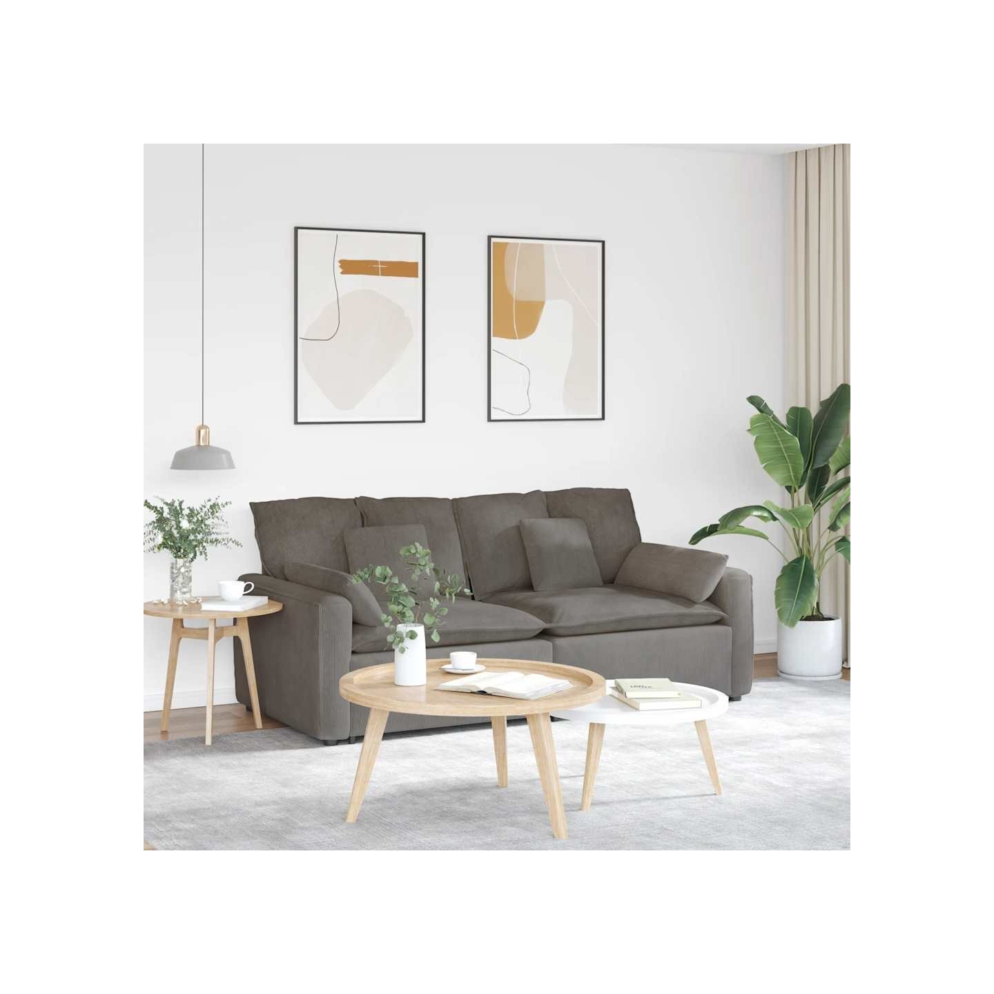 Canapé modulable avec coussins gris clair