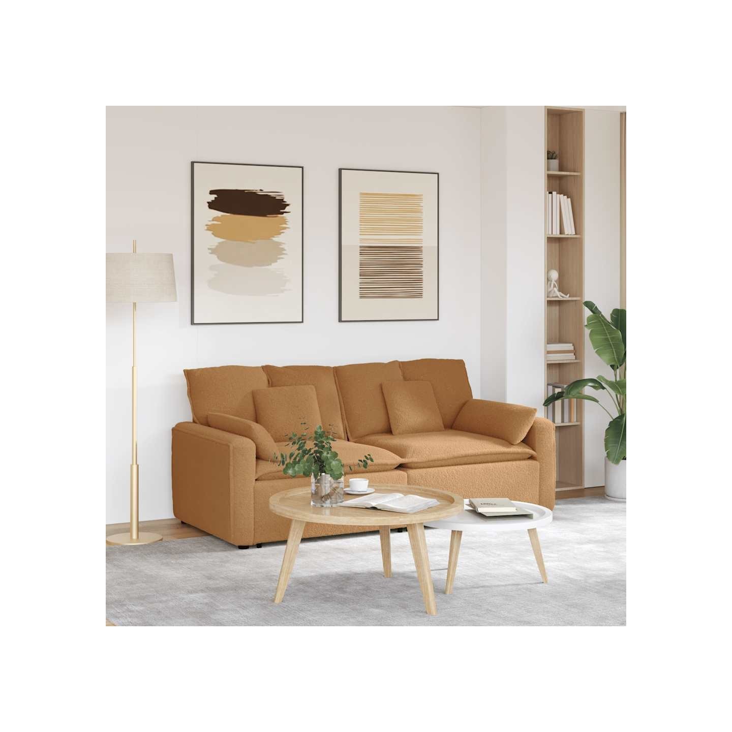 Canapé modulable avec coussins beige