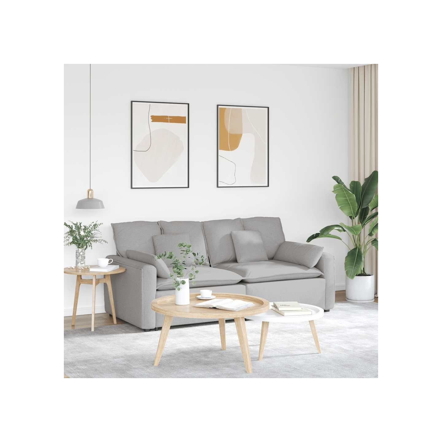 Canapé modulable avec coussins gris nuage