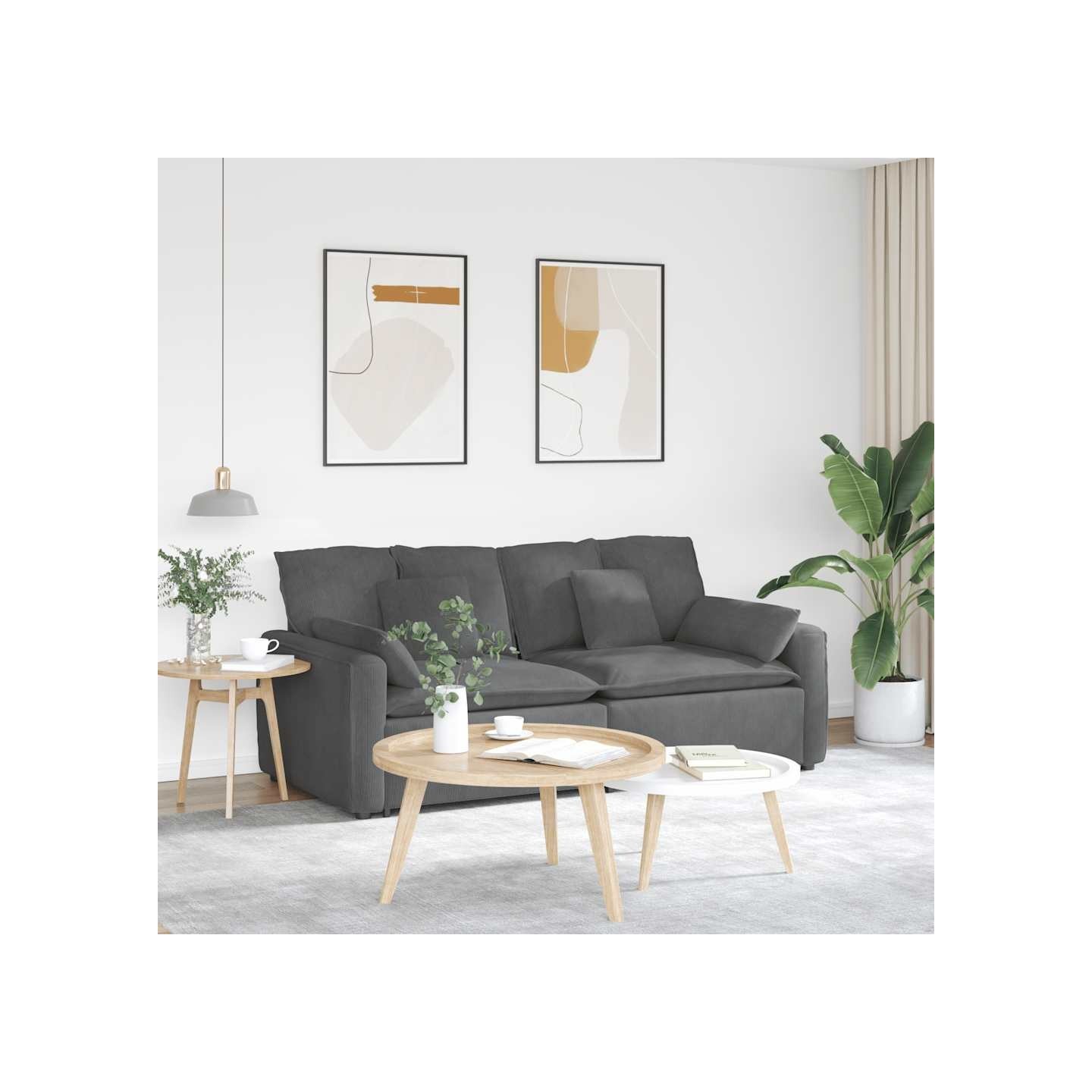 Canapé modulable avec coussins gris foncé
