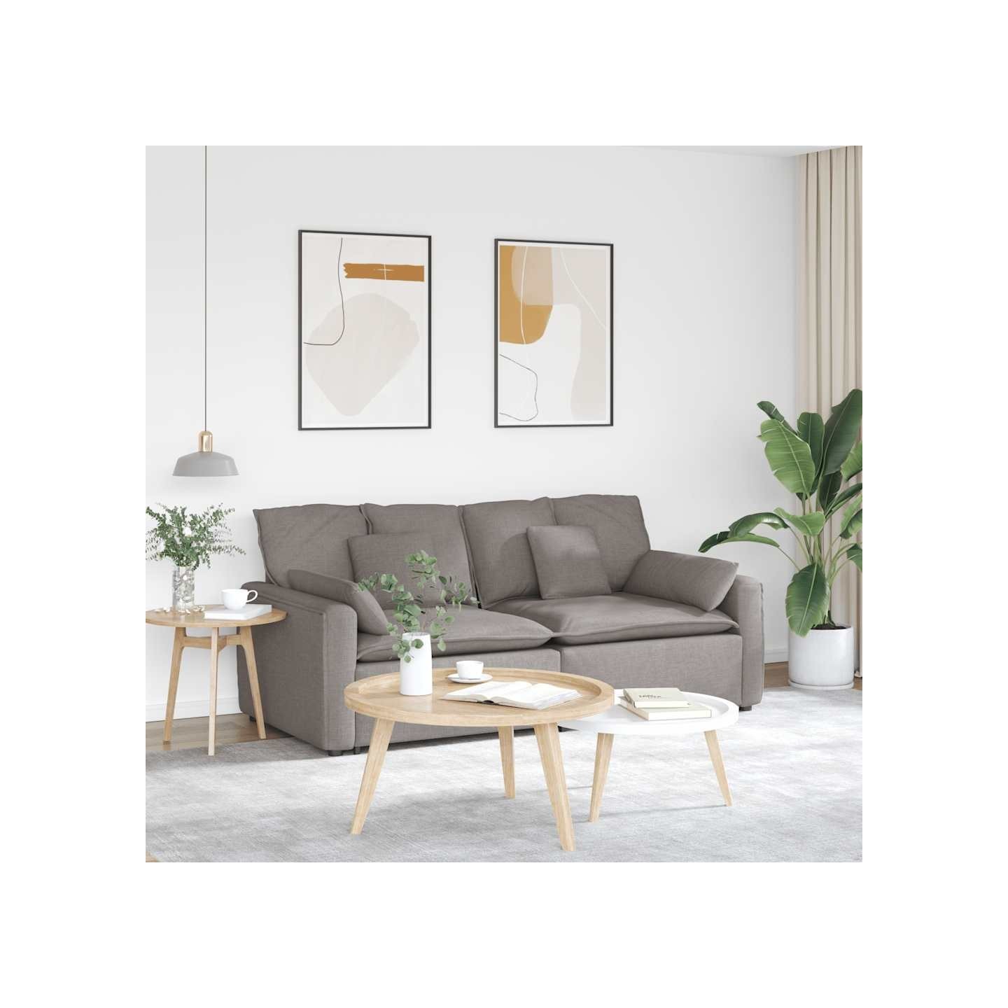 Canapé modulable avec coussins taupe