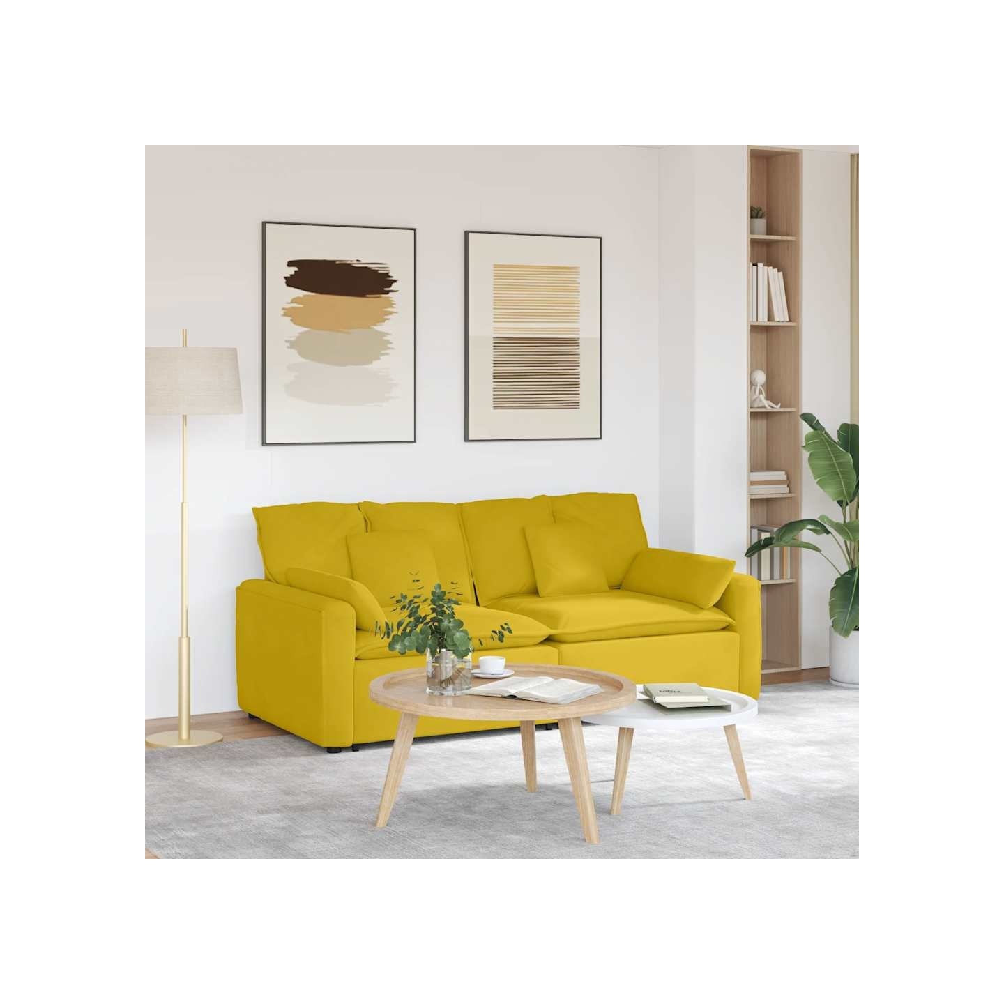 Canapé modulable avec coussins jaunes