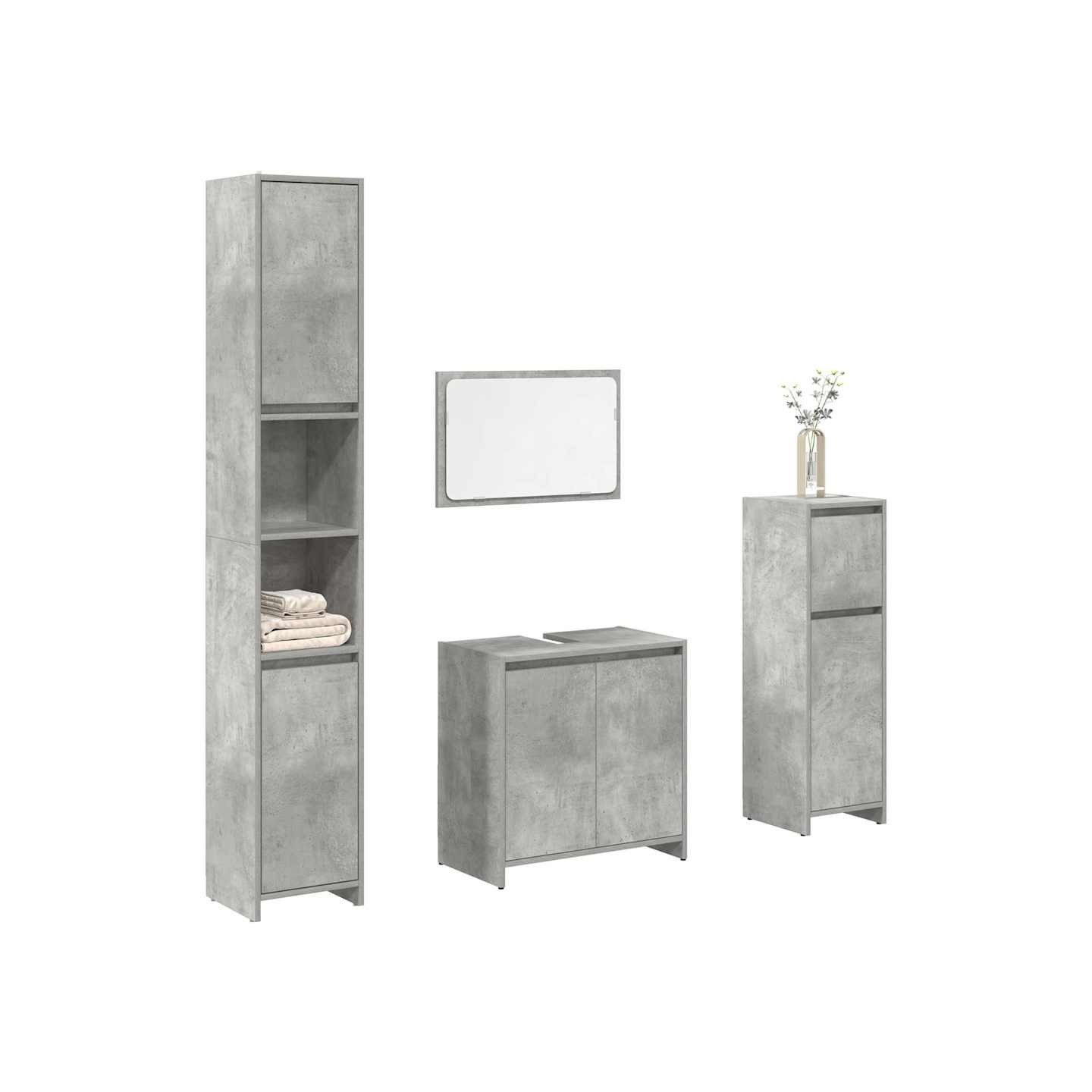Ensemble de meubles de salle de bain 4 pcs gris béton