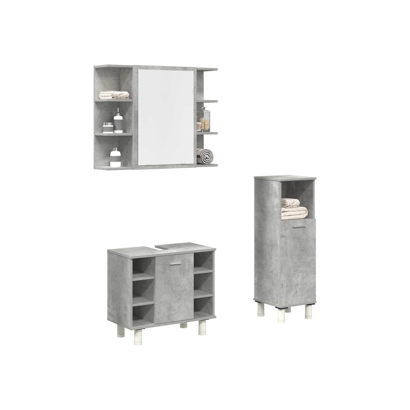 Ensemble de meubles de salle de bain 3 pcs gris béton