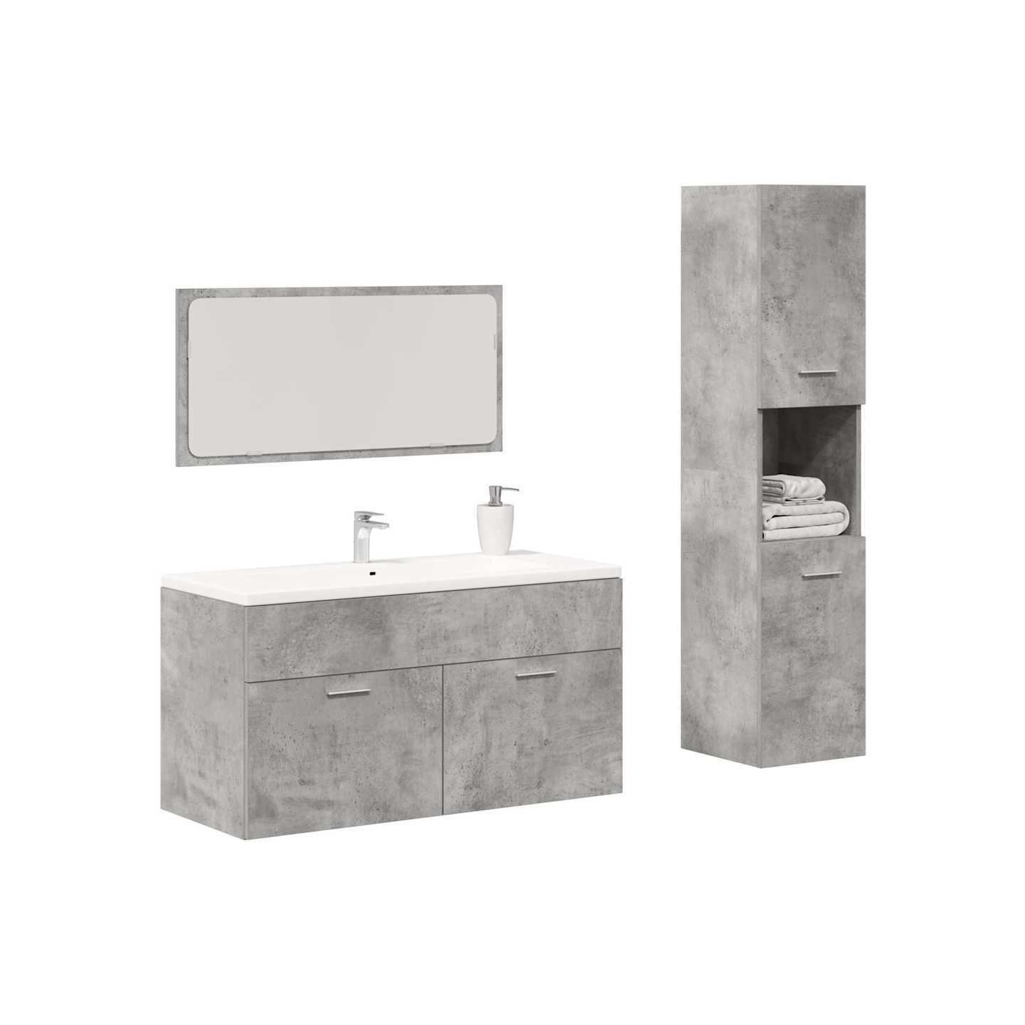 Ensemble de meubles de salle de bain 3 pcs gris béton