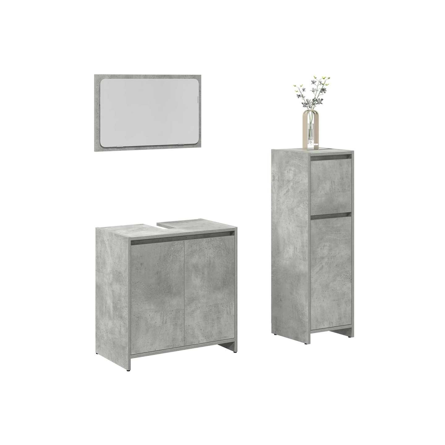 Ensemble de meubles de salle de bain 3 pcs gris béton