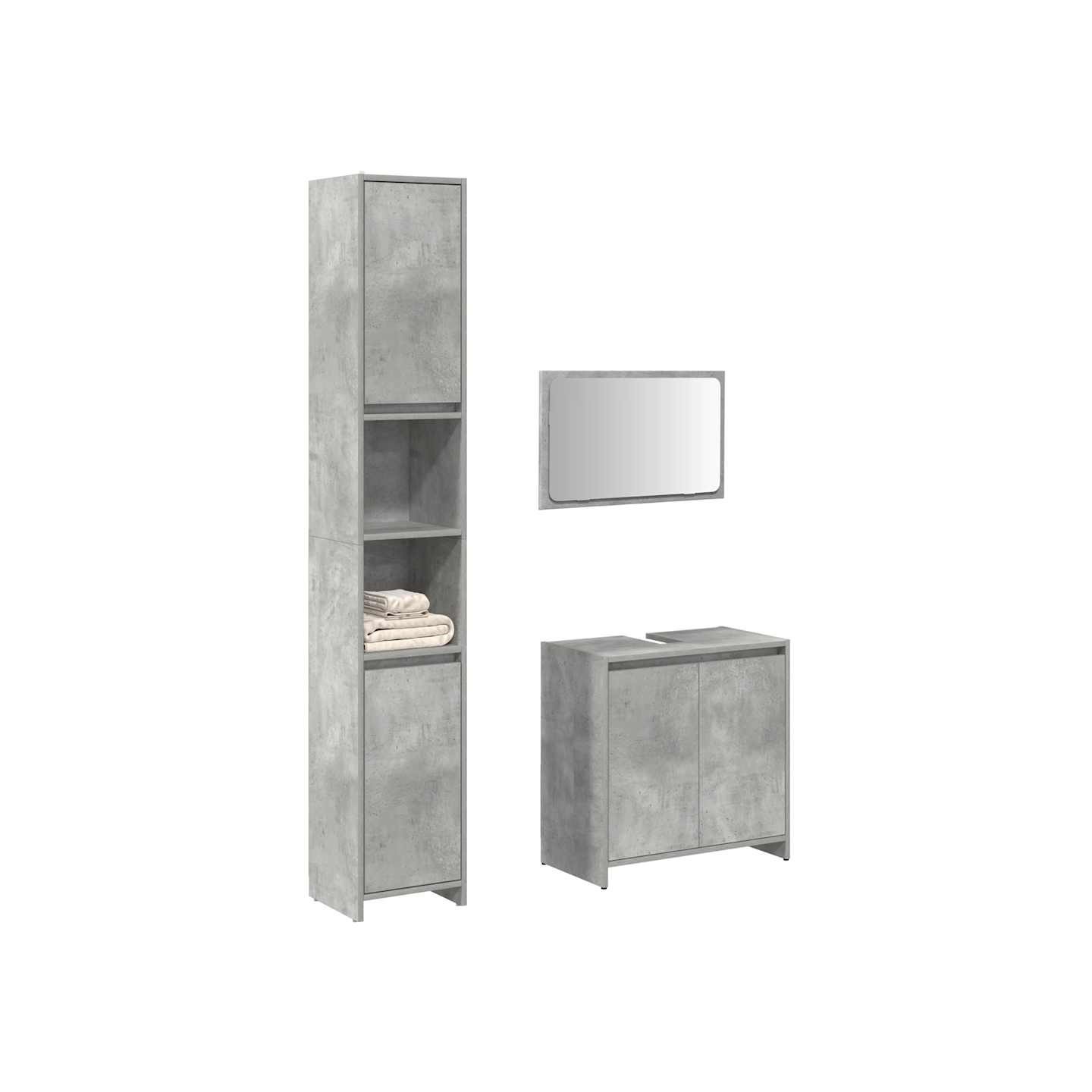 Ensemble de meubles de salle de bain 3 pcs gris béton