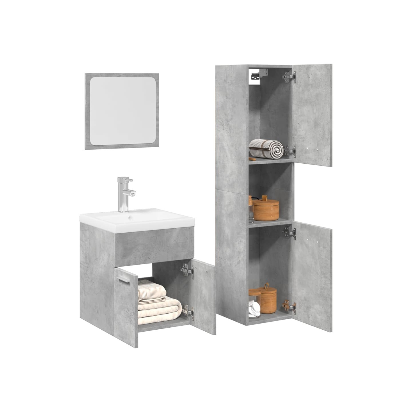 Ensemble de meubles de salle de bain 3 pcs gris béton