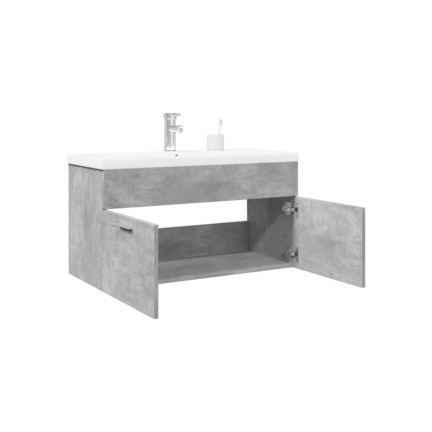 Armoire lavabo de salle de bain avec bassin intégré gris béton