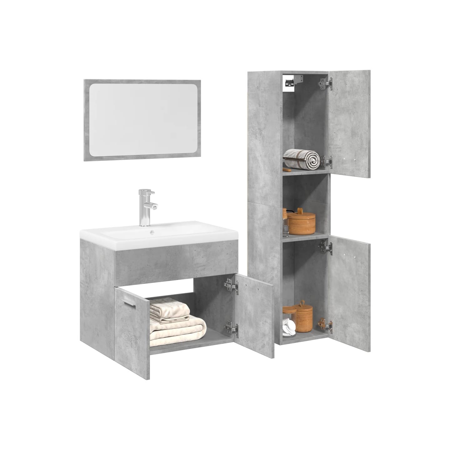 Ensemble de meubles de salle de bain 3 pcs gris béton