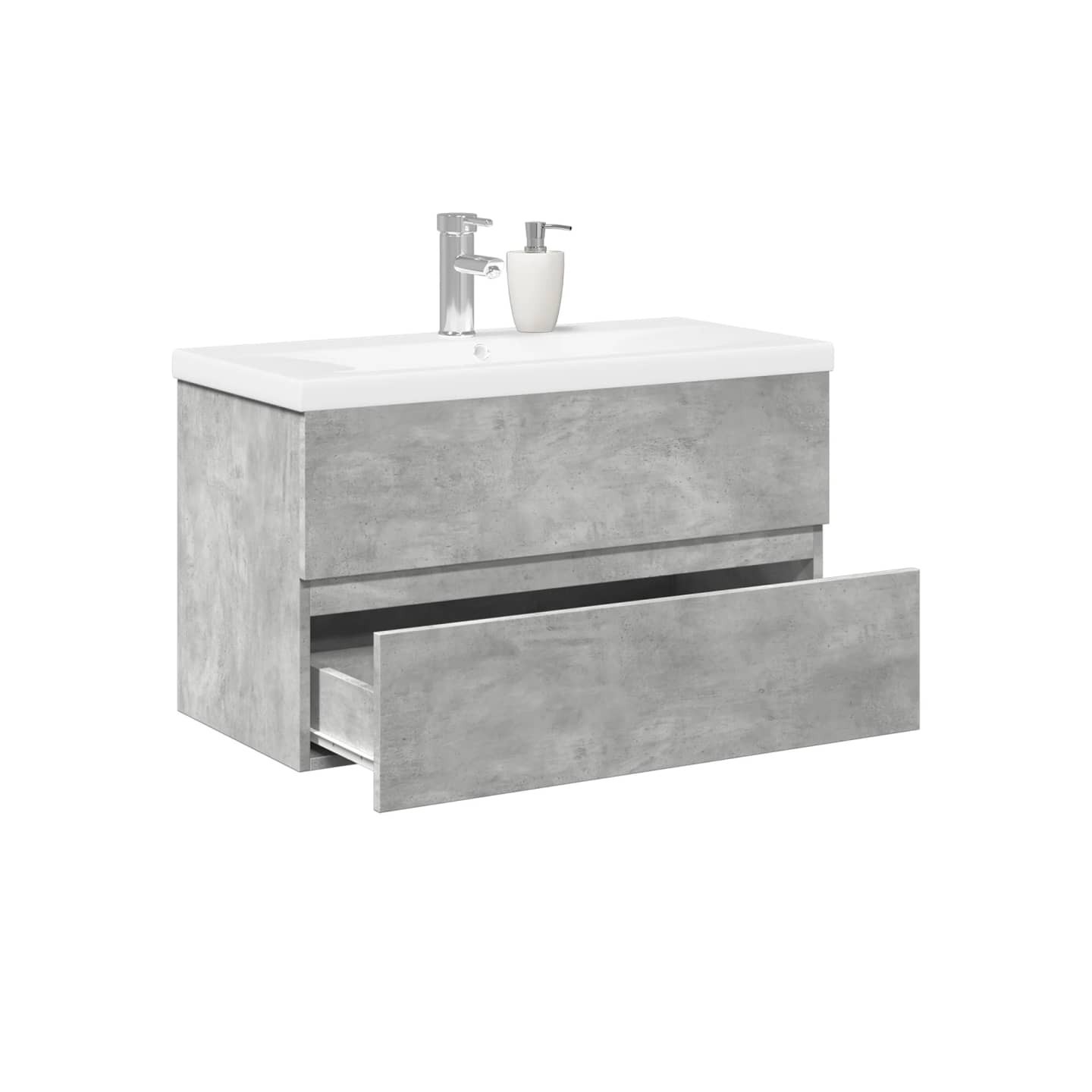 Ensemble de meubles de salle de bain 2 pcs gris béton