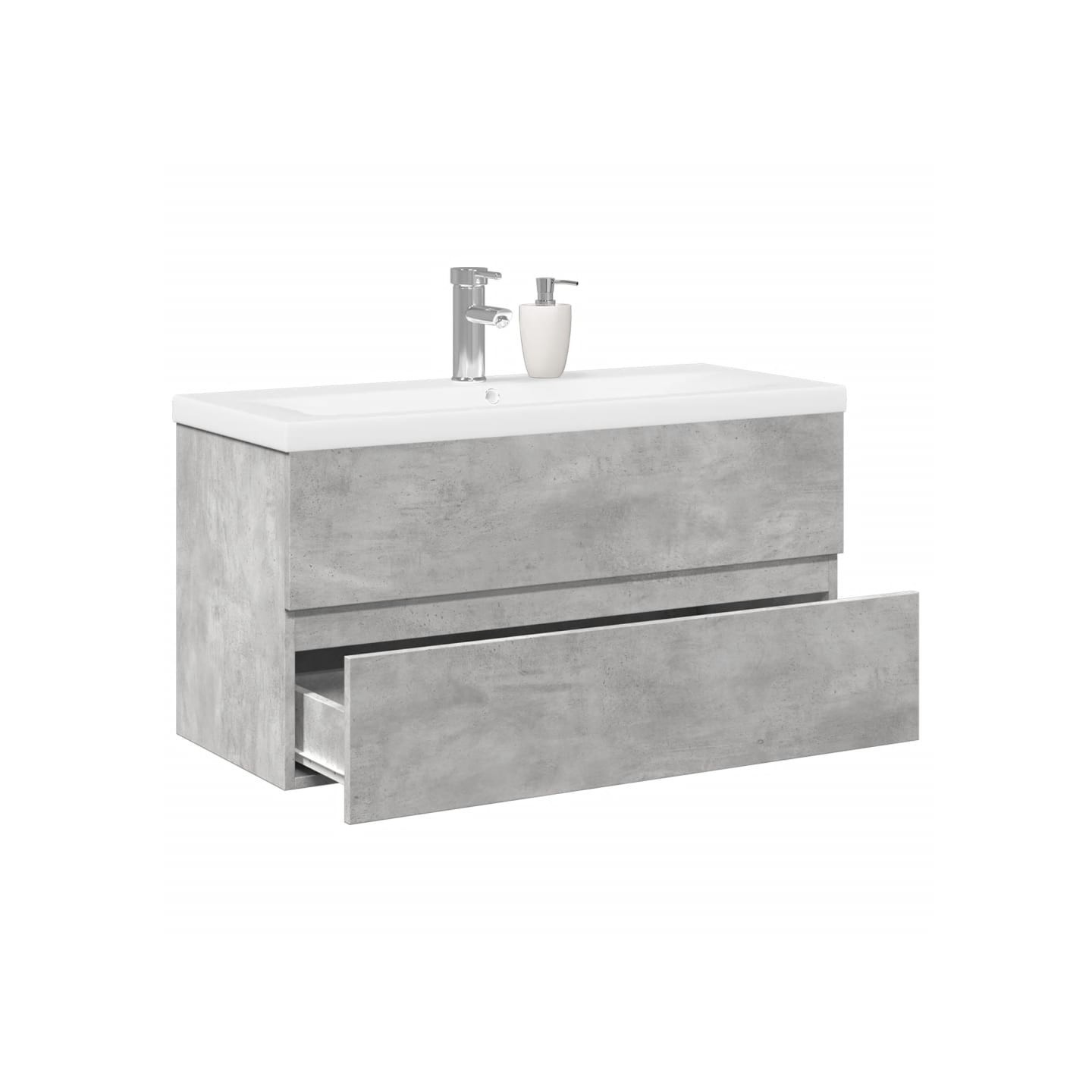 Ensemble de meubles de salle de bain 2 pcs gris béton