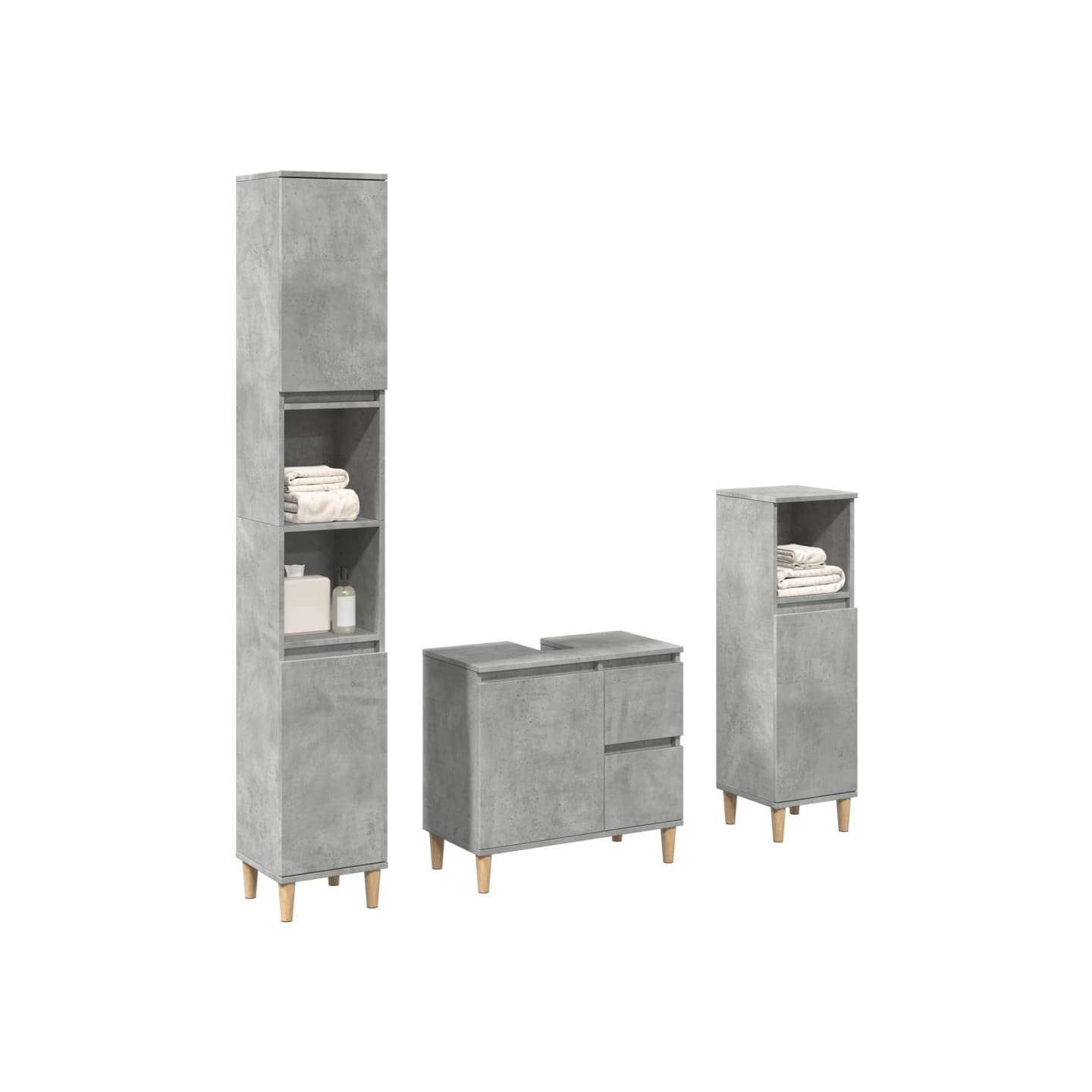 Ensemble de meubles de salle de bain 3 pcs gris béton
