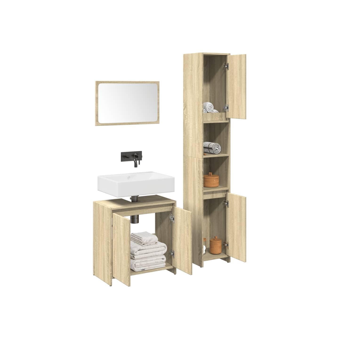 Ensemble de meubles de salle de bain 3 pcs chêne sonoma