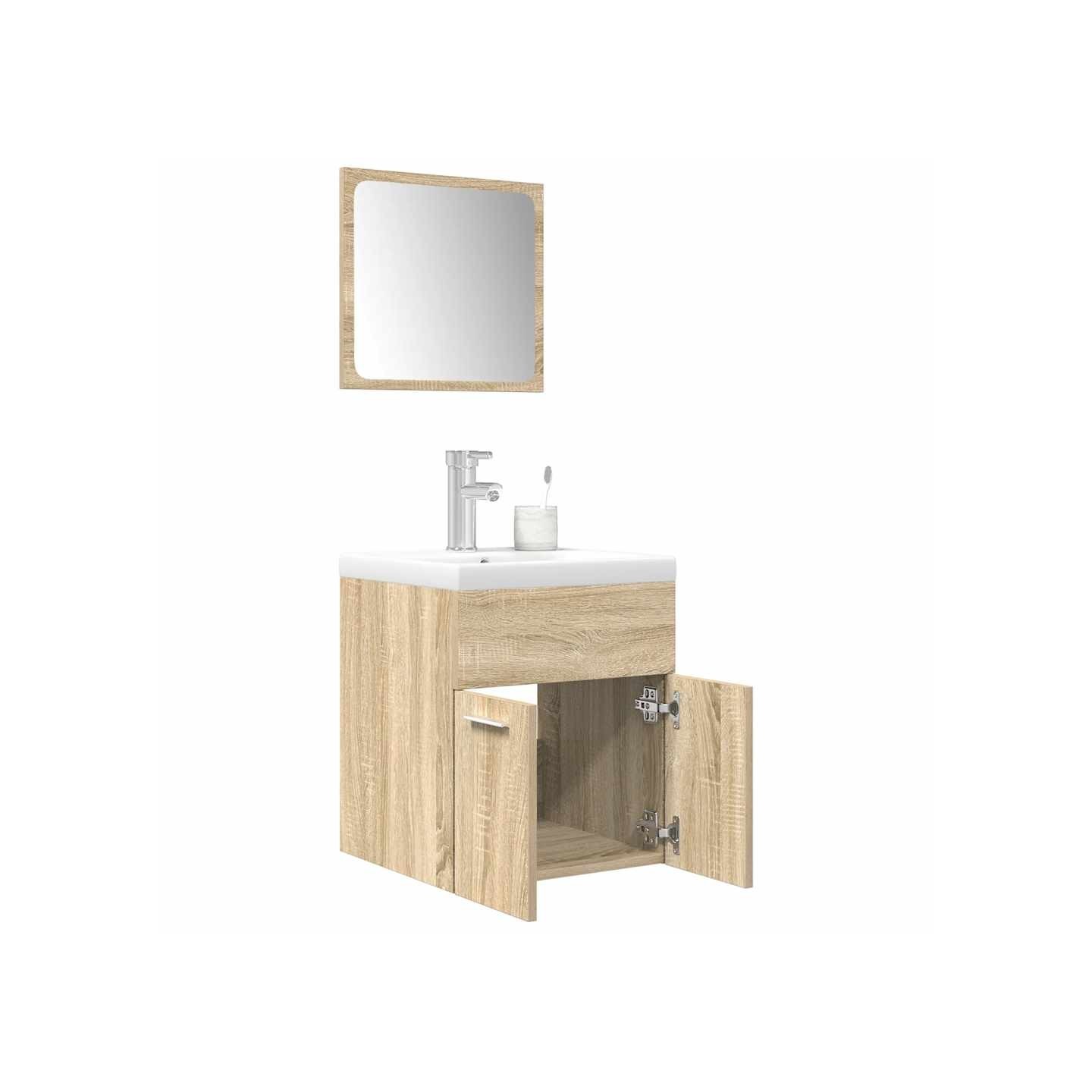 Ensemble de meubles de salle de bain 3 pcs chêne sonoma