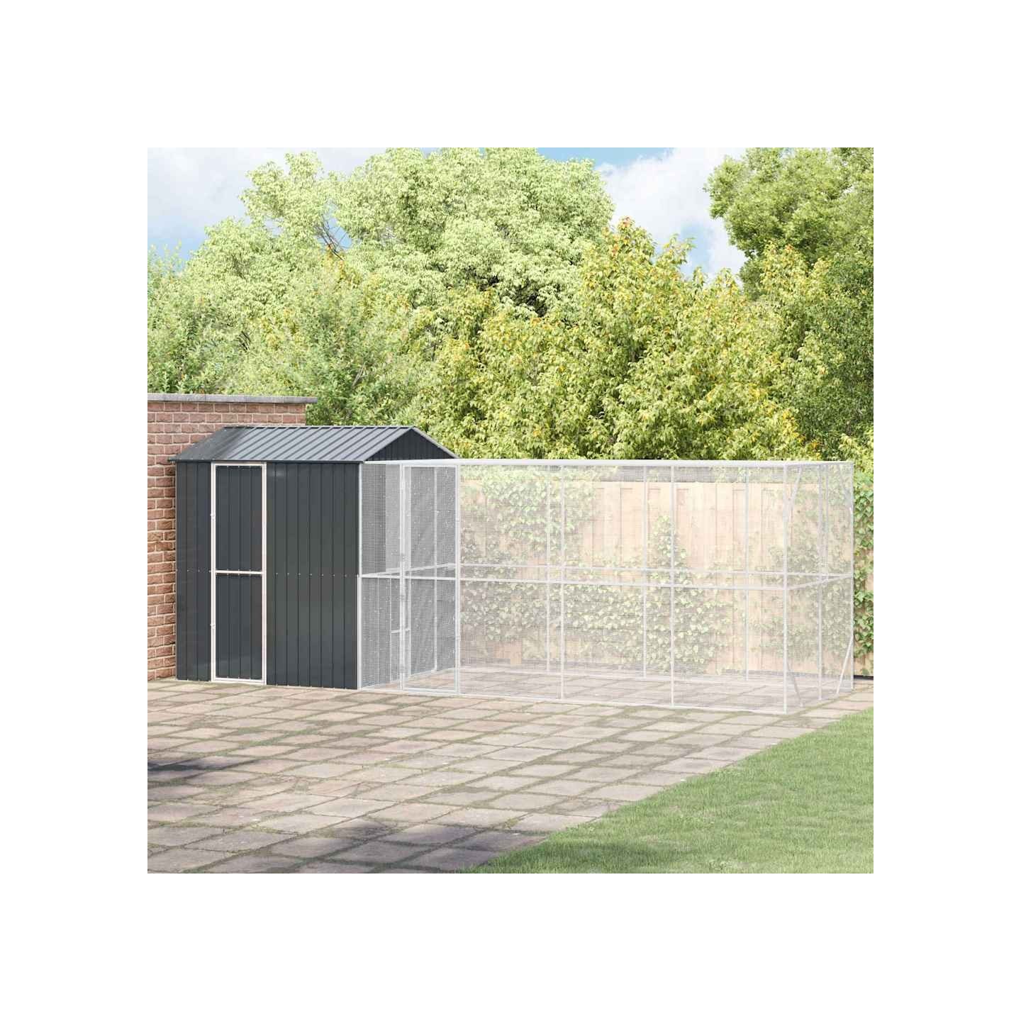 Cage pour oiseaux Anthracite 621 x 208 x 247 cm Acier galvanisé