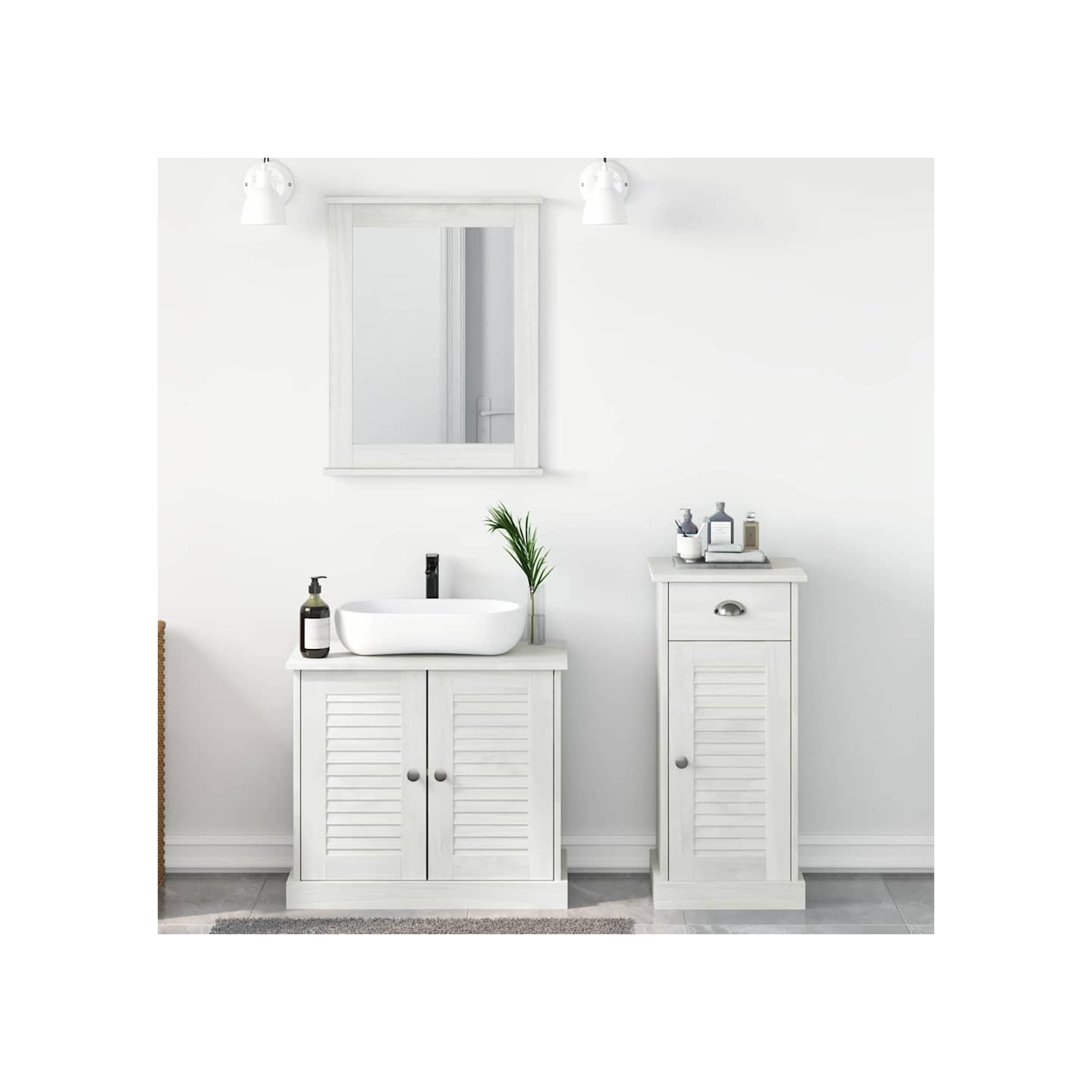 Ensemble de mobilier de salle de bain 3 pièces Blanc antique