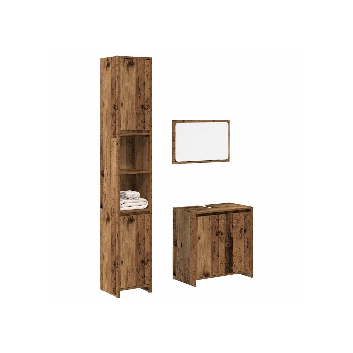 Ensemble de meubles salle de bain 3 pcs bois d'ingénierie