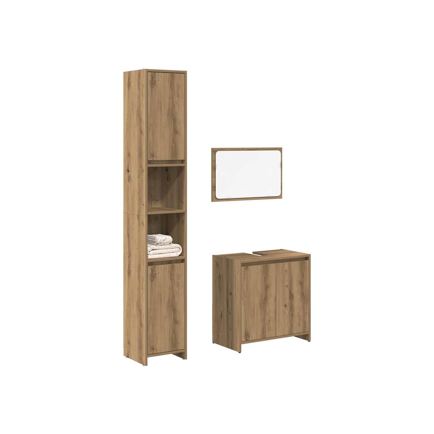 Ensemble de meubles salle de bain 3 pcs bois d'ingénierie