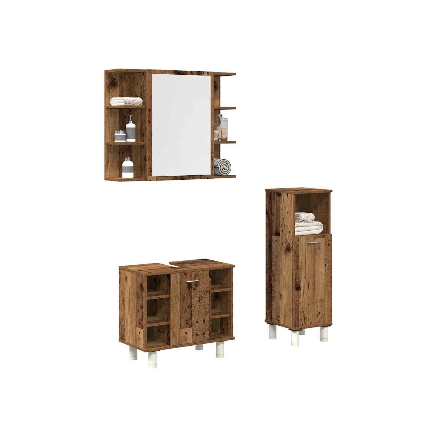 Ensemble de meubles salle de bain 3 pcs bois d'ingénierie