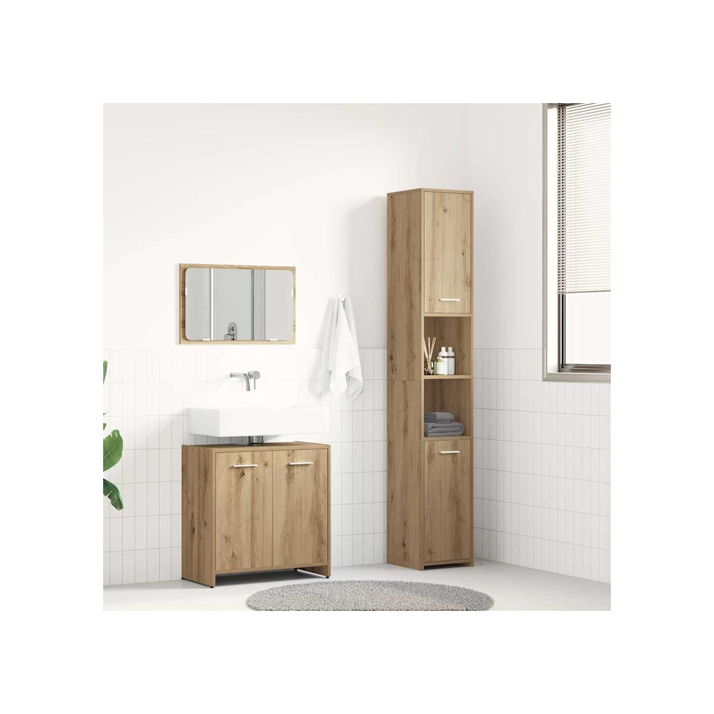 Ensemble de meubles salle de bain 3 pcs bois d'ingénierie