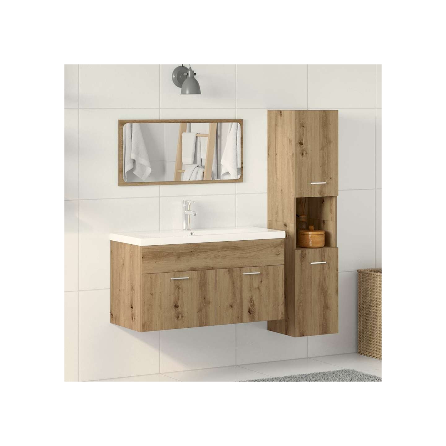 Ensemble de meubles salle de bain 3 pcs bois d'ingénierie