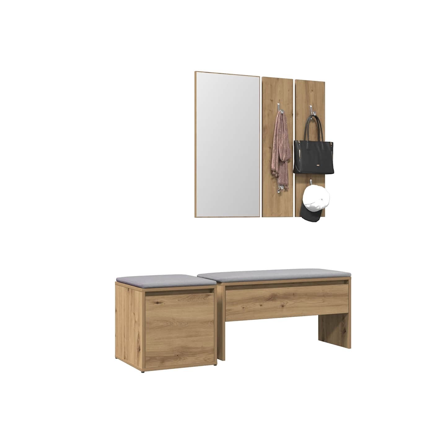 Ensemble de meubles de couloir chêne artisanal bois ingénierie