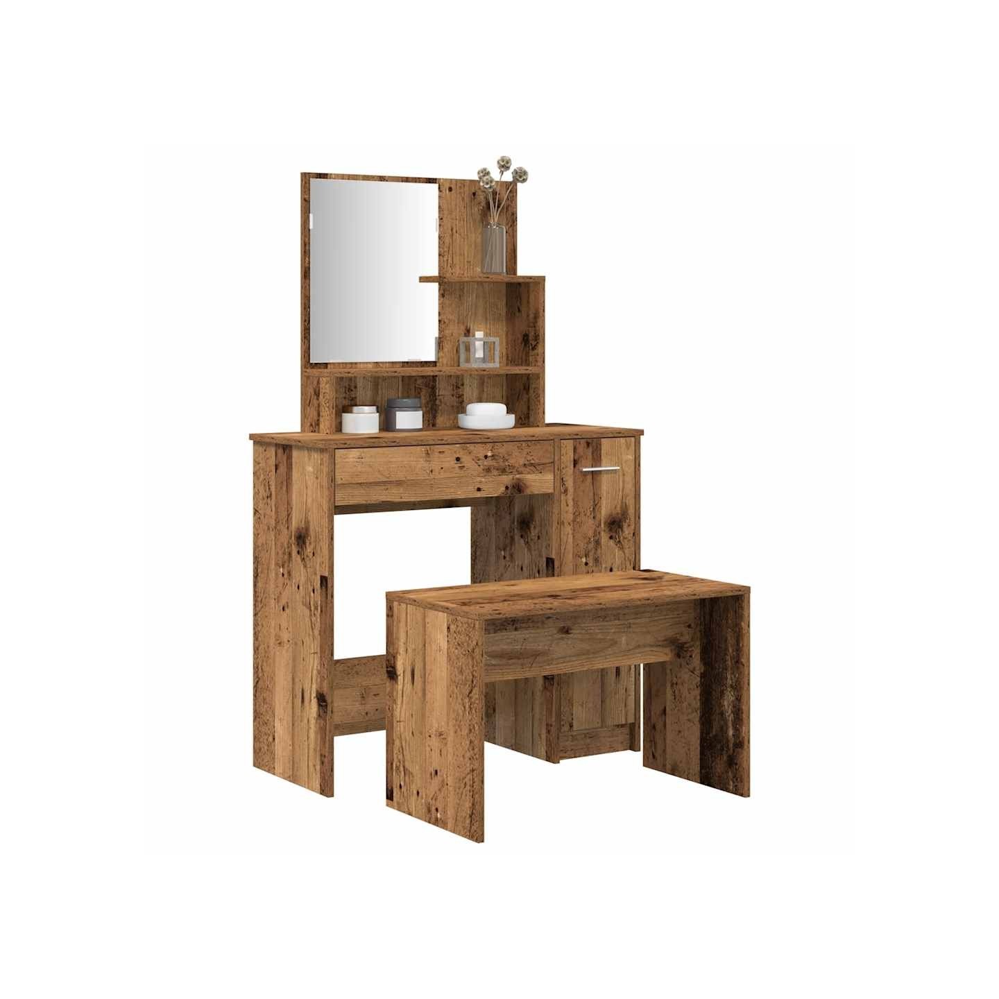 Ensemble de coiffeuse vieux bois bois d'ingénierie