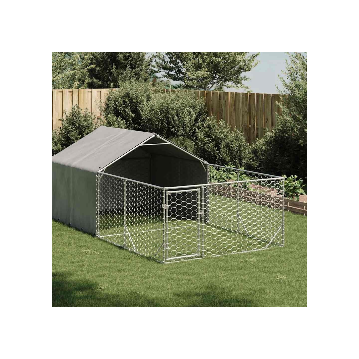 Niche d'extérieur pour chien enclos 4x2x1,5 m acier galvanisé