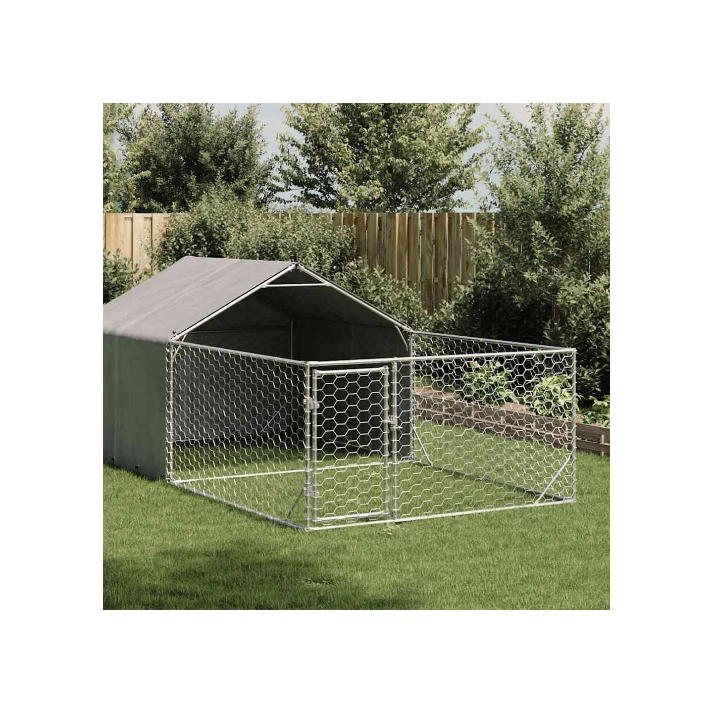 Niche d'extérieur pour chien enclos 5x2x1,5 m acier galvanisé